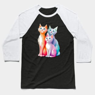 Cat lover, Colorful Kitties Baseball T-Shirt